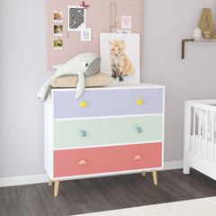 Three Drawer Storage Cabinet With Anti Tip Safety