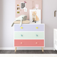 Three Drawer Storage Cabinet With Anti Tip Safety