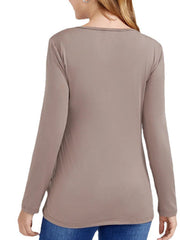 Women's Solid Color V Neck Long Sleeve Nursing Dress