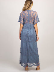 Women's Maternity Lace Short Sleeve V Neck Dress