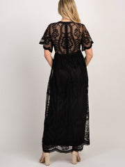 Women's Maternity Lace Short Sleeve V Neck Dress