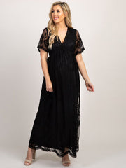 Women's Maternity Lace Short Sleeve V Neck Dress