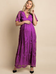Women's Maternity Lace Short Sleeve V Neck Dress