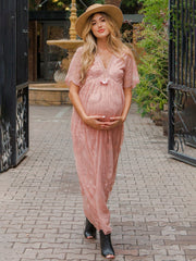 Women's Maternity Lace Short Sleeve V Neck Dress