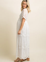 Women's Maternity Lace Short Sleeve V Neck Dress