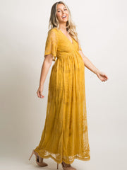 Women's Maternity Lace Short Sleeve V Neck Dress