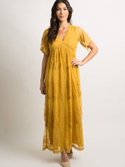 Women's Maternity Lace Short Sleeve V Neck Dress