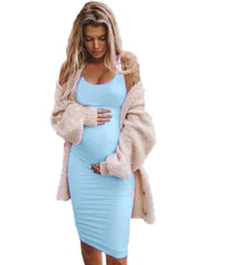 Women's Sleeveless Round Neck Maternity Pregnancy Dress