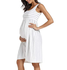 Women's Striped Maternity Dress Comfortable Pregnancy Clothing