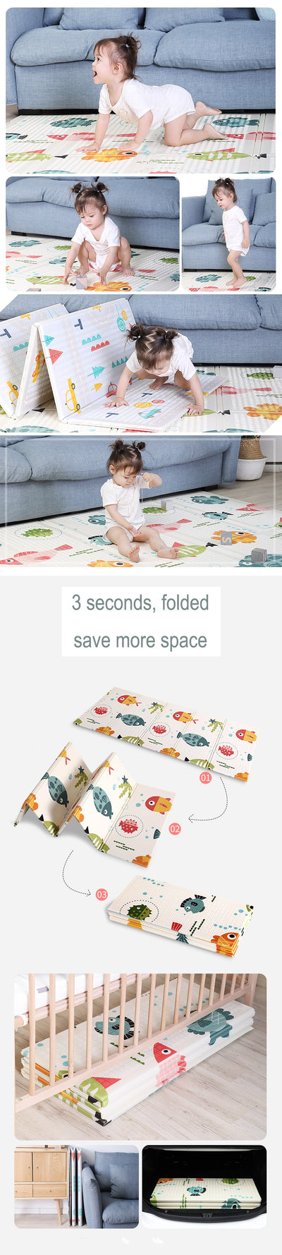 Foldable Cartoon Baby Puzzle Mat