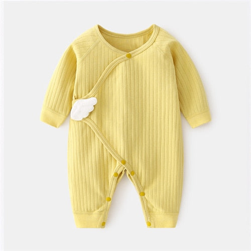 Lawadka 0-6M Spring Autumn Newborn Baby Girl Boy Romper Cotton Solid Soft Infant Jumpsuit With Wing Casual Clothes For Girls Boy