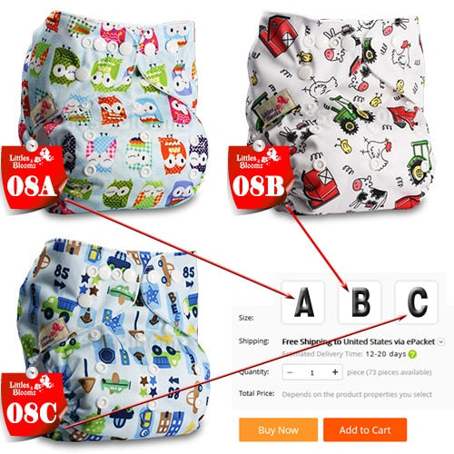 Washable and Reusable Baby Bamboo Charcoal Pocket Cloth Diaper