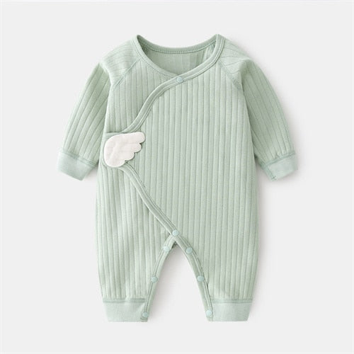 Lawadka 0-6M Spring Autumn Newborn Baby Girl Boy Romper Cotton Solid Soft Infant Jumpsuit With Wing Casual Clothes For Girls Boy